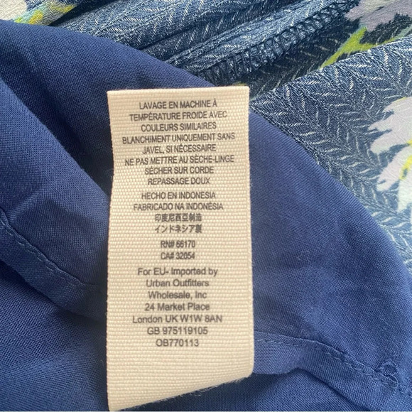 Free People Lost In You Navy Blue Midi Floral Navy Button Short Sleeve … - Picture 13 of 13